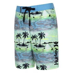 Boy's Hurley Doodle Paradise Swim Boardshorts - Blue Lazer - 18 - NWT